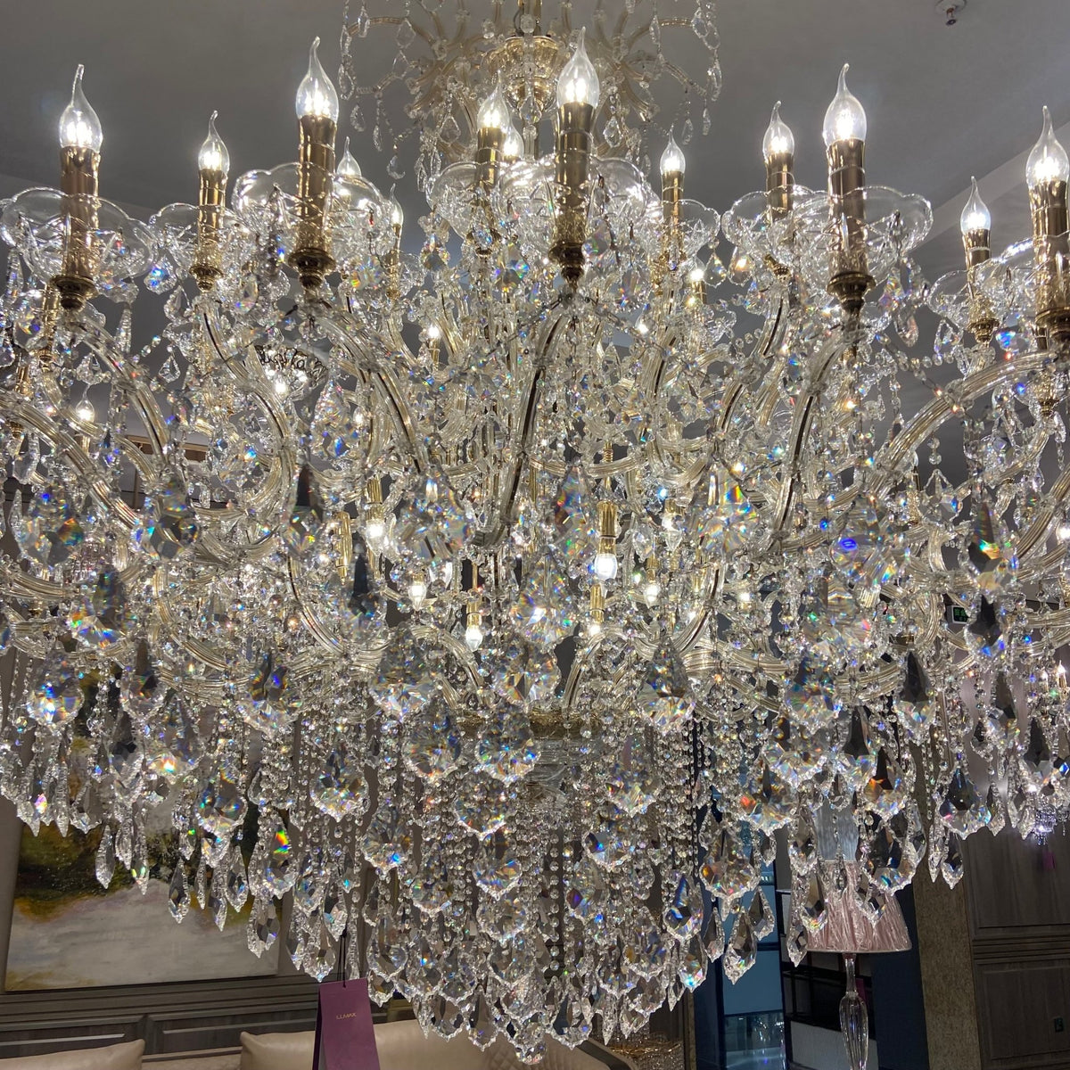 Extra Large Multi - layers Luxury Candle Branch Crystal Chandelier for Living Room/Foyer/Stairs - Zelno Lighting
