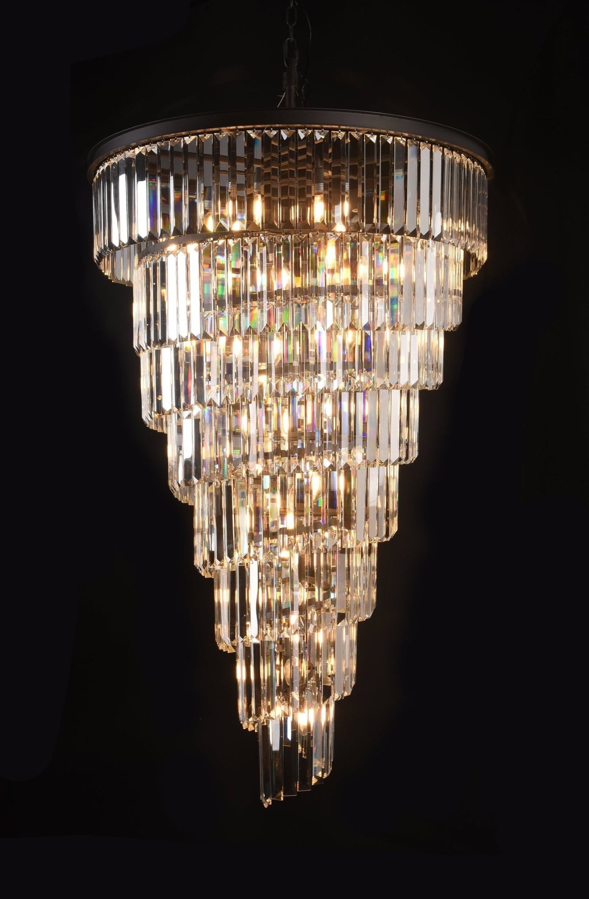 Extra Large Multi - Tiered Spiral Crystal Chandelier In Black Finish - Zelno Lighting