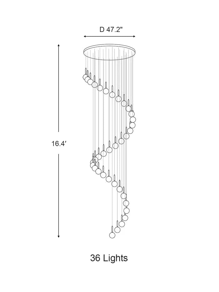 Extra Large Nordic Minimalist Long Pendant Light for Spiral Staircase/High - ceiling Room - Zelno Lighting