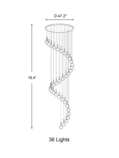 Extra Large Nordic Minimalist Long Pendant Light for Spiral Staircase/High - ceiling Room - Zelno Lighting