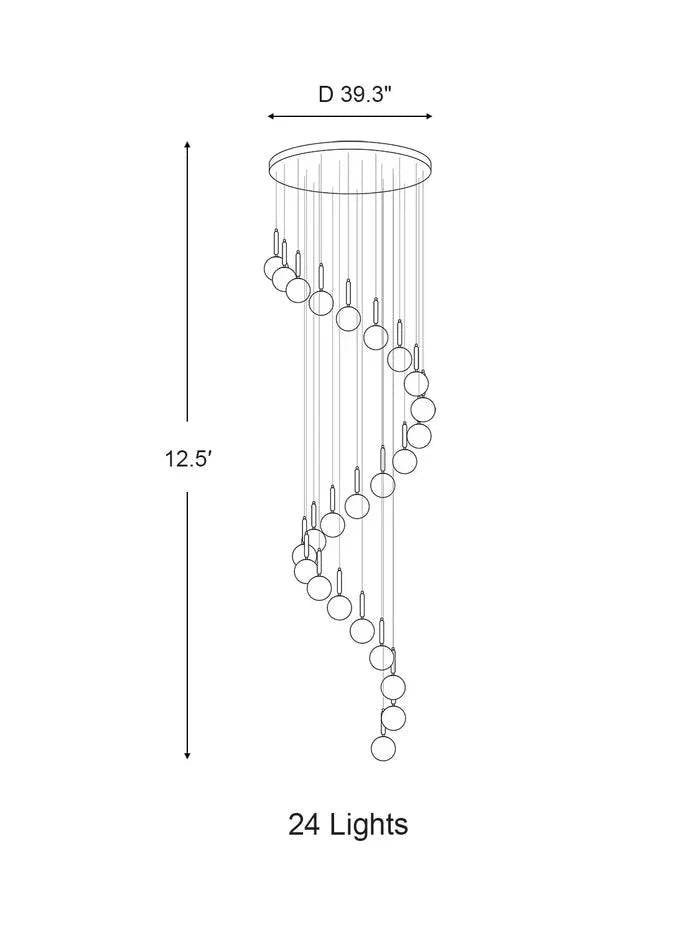 Extra Large Nordic Minimalist Long Pendant Light for Spiral Staircase/High - ceiling Room - Zelno Lighting