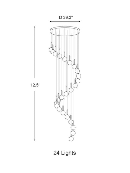 Extra Large Nordic Minimalist Long Pendant Light for Spiral Staircase/High - ceiling Room - Zelno Lighting