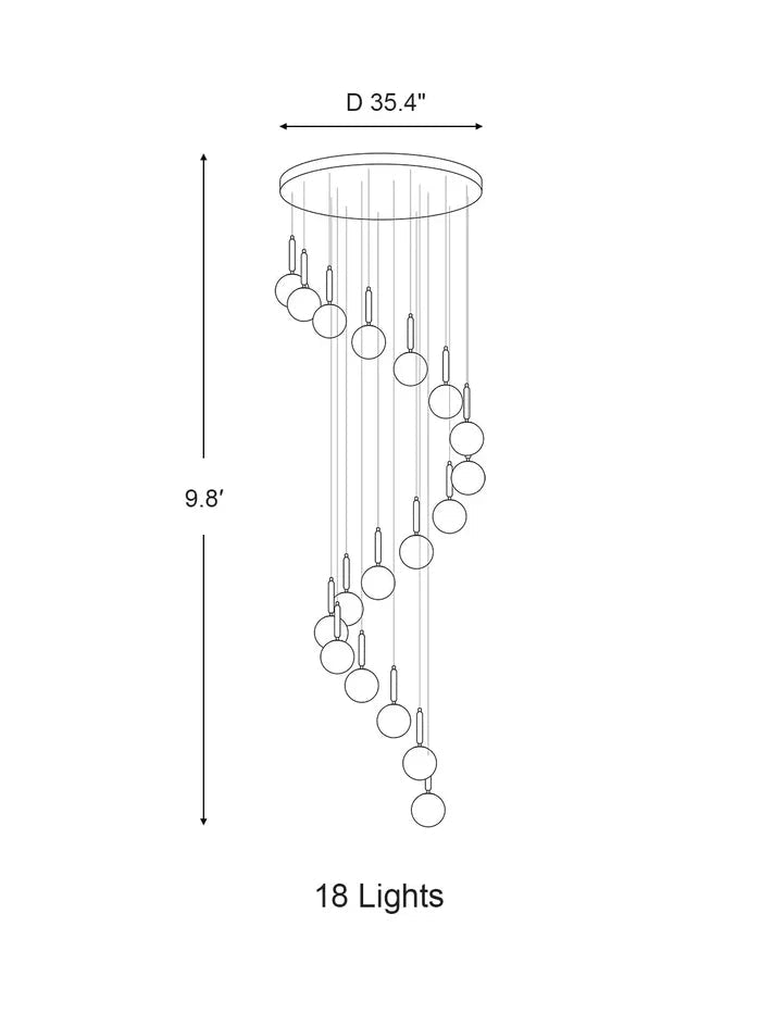 Extra Large Nordic Minimalist Long Pendant Light for Spiral Staircase/High - ceiling Room - Zelno Lighting