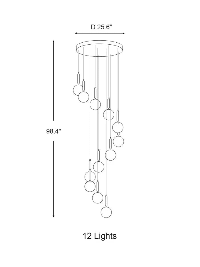 Extra Large Nordic Minimalist Long Pendant Light for Spiral Staircase/High - ceiling Room - Zelno Lighting