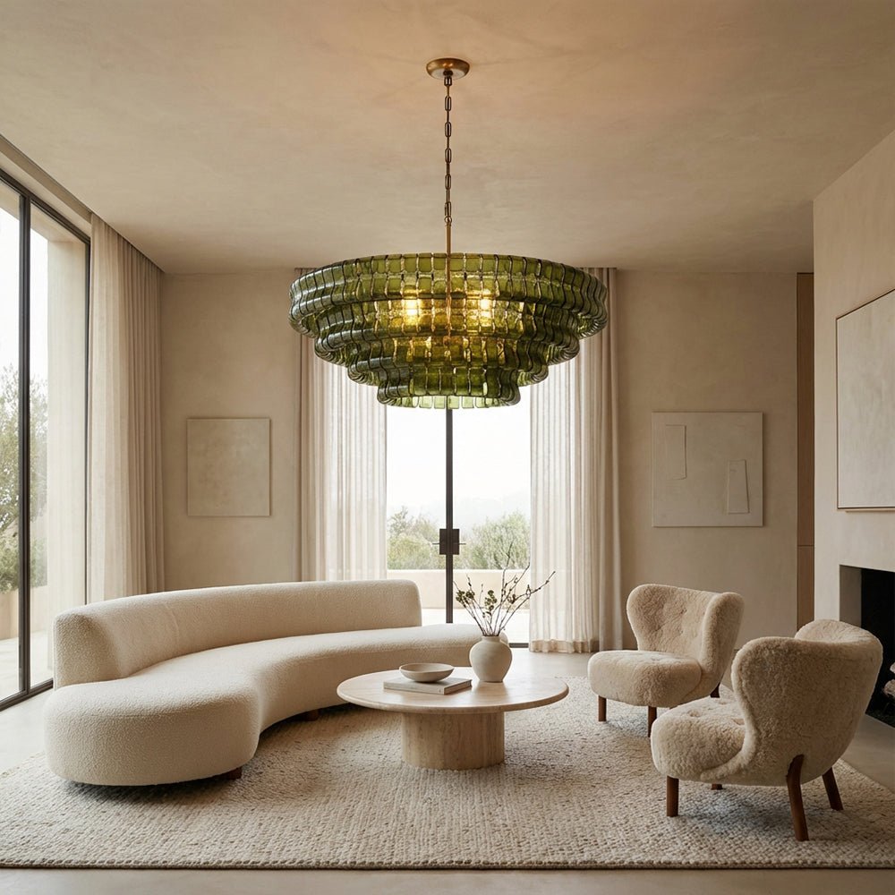 Ghiaccia Glass Round Chandelier - Zelno Lighting