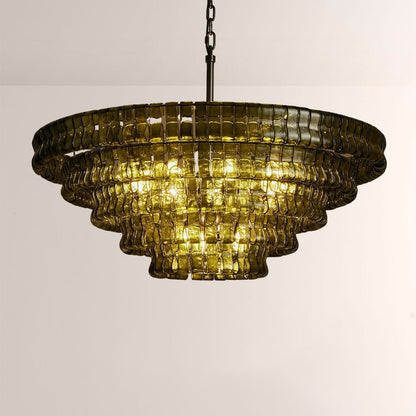 Ghiaccia Glass Round Chandelier - Zelno Lighting