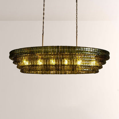 Ghiaccia Textured Glass Linear Chandelier - Zelno Lighting