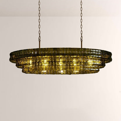 Ghiaccia Textured Glass Linear Chandelier - Zelno Lighting