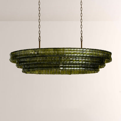 Ghiaccia Textured Glass Linear Chandelier - Zelno Lighting