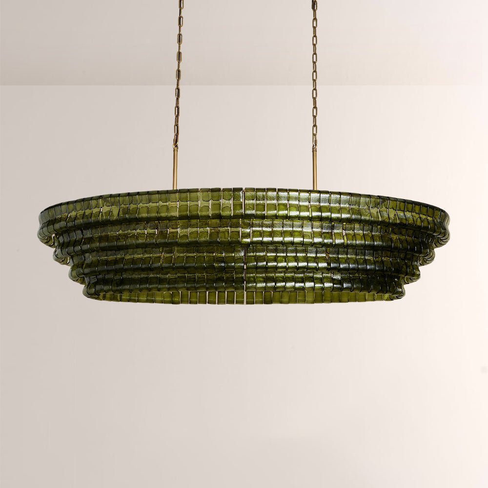 Ghiaccia Textured Glass Linear Chandelier - Zelno Lighting