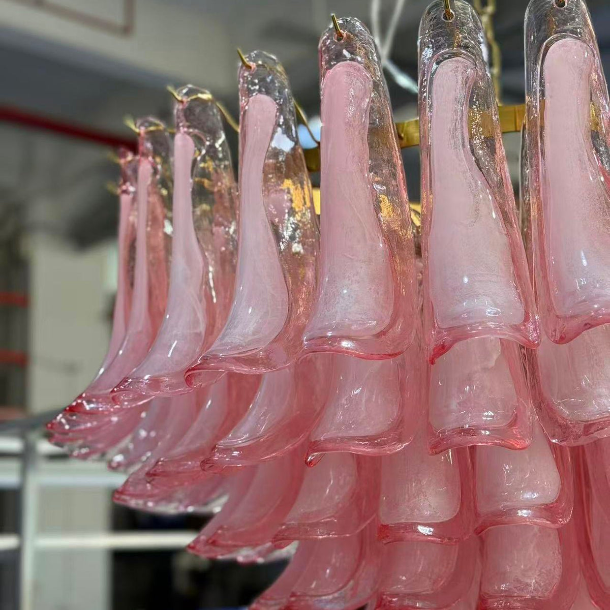 Gold & Pink Barcelona Murano Chandelier with 16 E14 Bulbs - Zelno Lighting