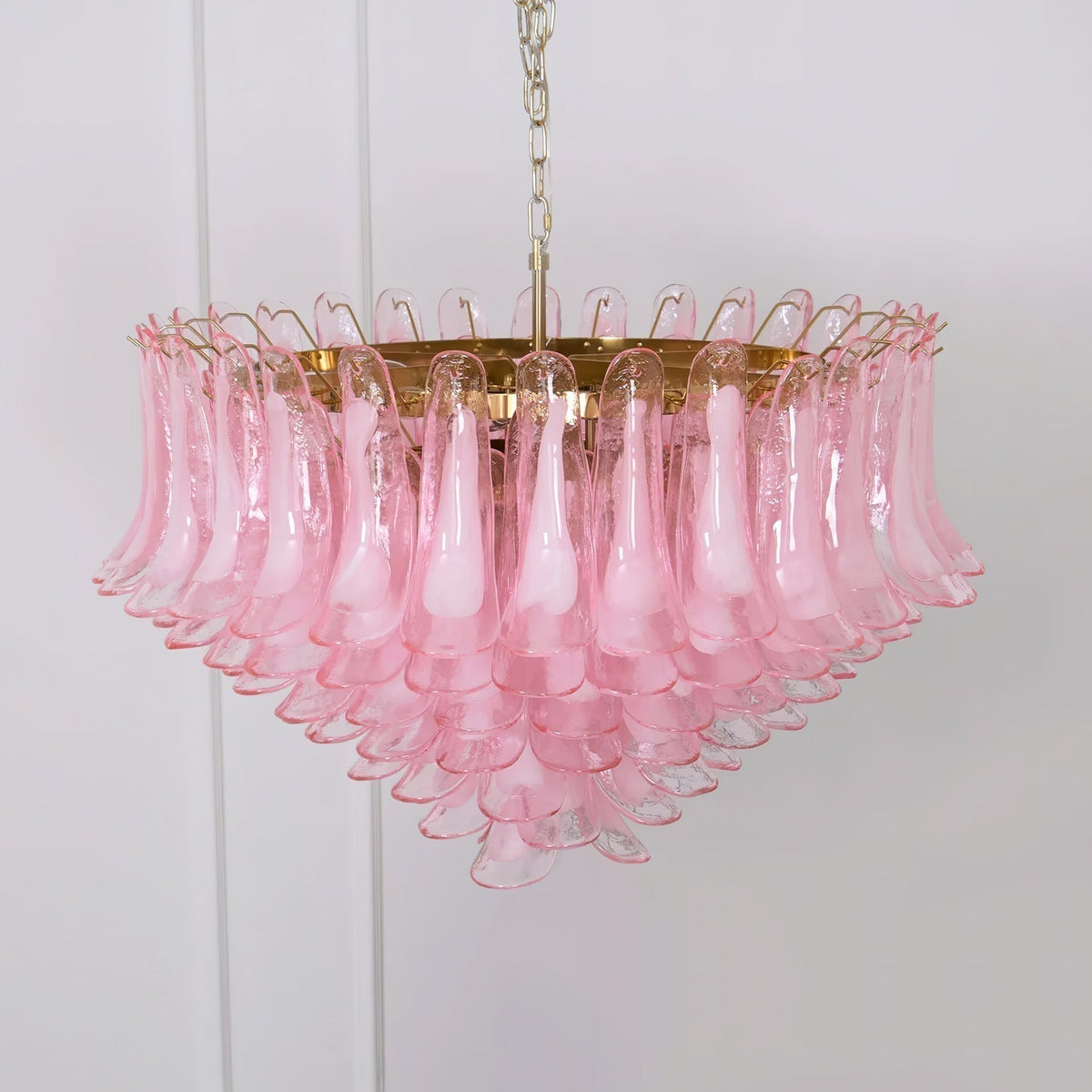 Gold & Pink Barcelona Murano Chandelier with 16 E14 Bulbs - Zelno Lighting