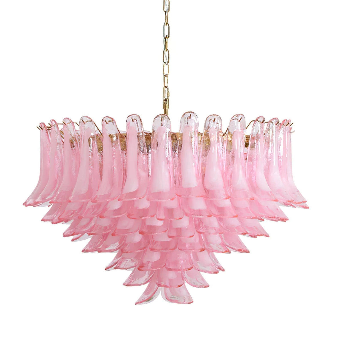 Gold & Pink Barcelona Murano Chandelier with 16 E14 Bulbs - Zelno Lighting