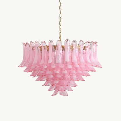 Gold & Pink Barcelona Murano Chandelier with 16 E14 Bulbs - Zelno Lighting