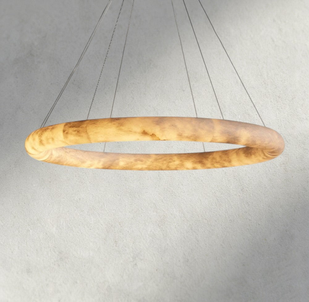 Halima Halo Alabaster Chandelier - Zelno Lighting