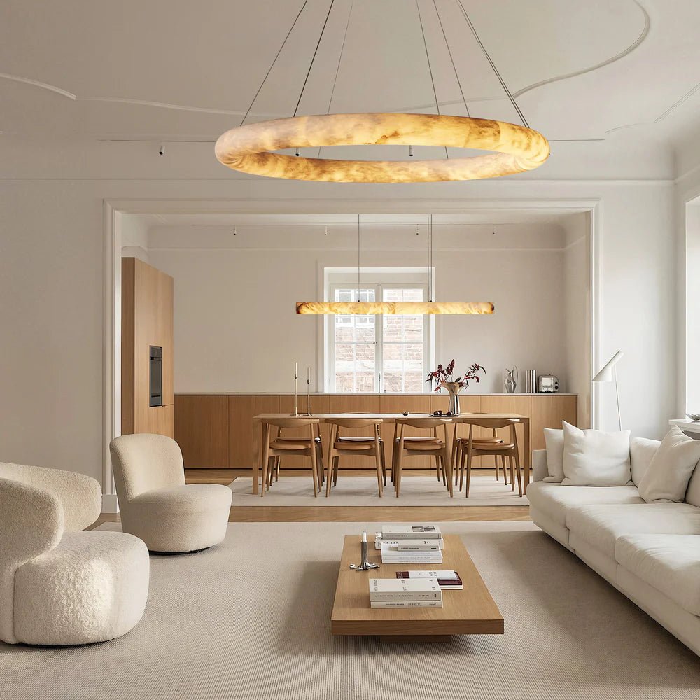 Halima Halo Alabaster Chandelier - Zelno Lighting