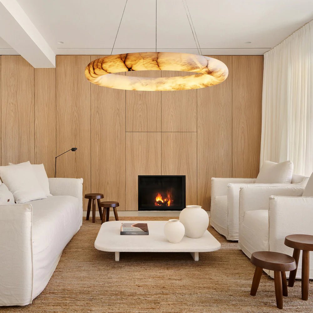 Halima Halo Alabaster Chandelier - Zelno Lighting