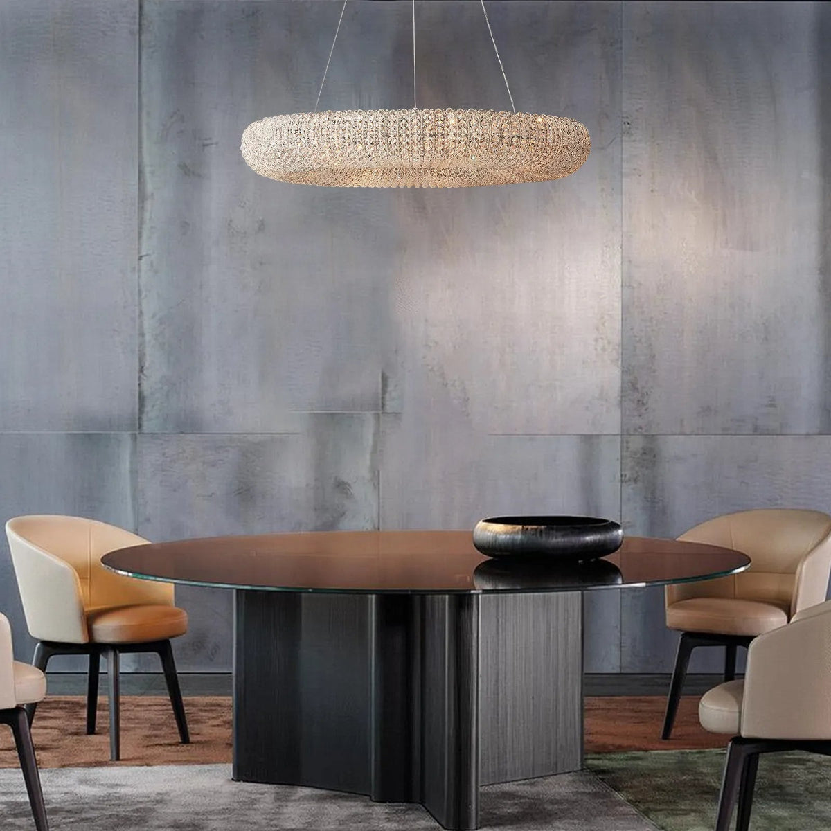 Halo Modern Clear Round Chandelier D32" - Zelno Lighting