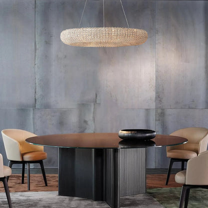 Halo Modern Clear Round Chandelier D32" - Zelno Lighting