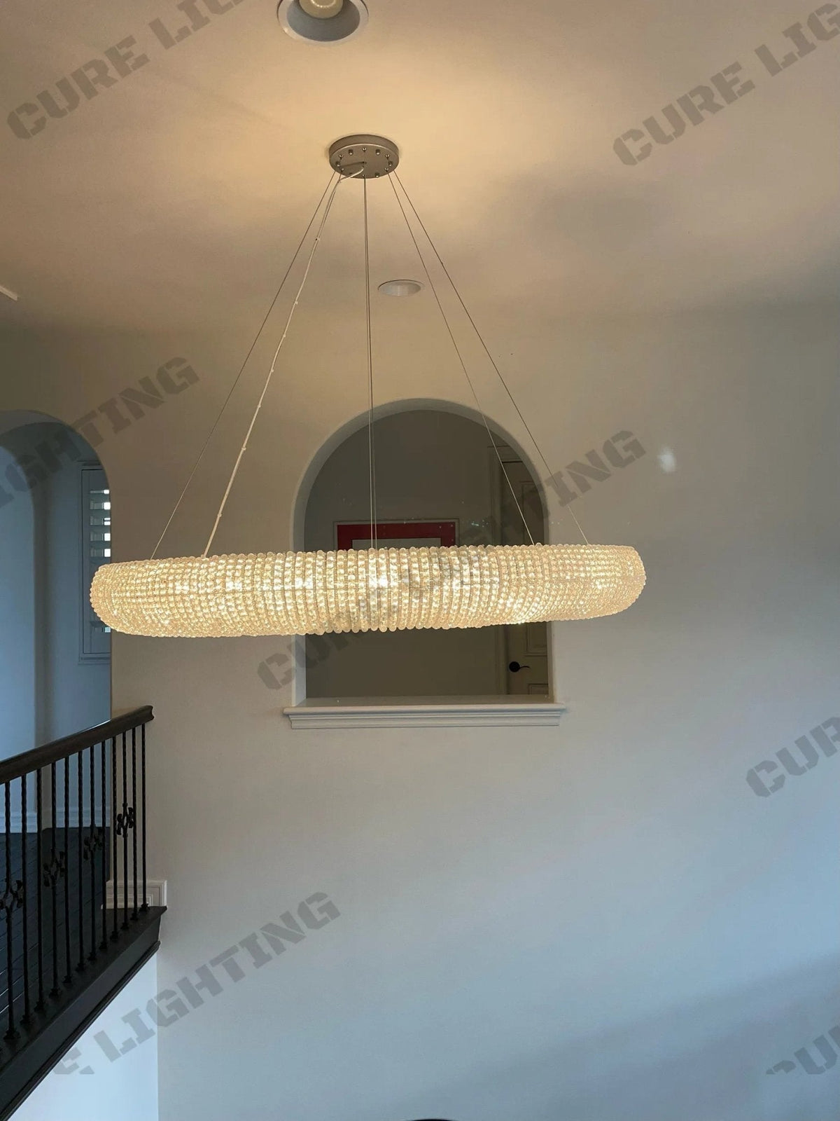 Halo Modern Clear Round Chandelier D32" - Zelno Lighting