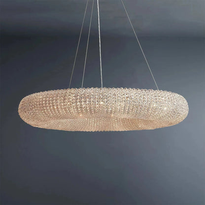 Halo Modern Clear Round Chandelier D32" - Zelno Lighting