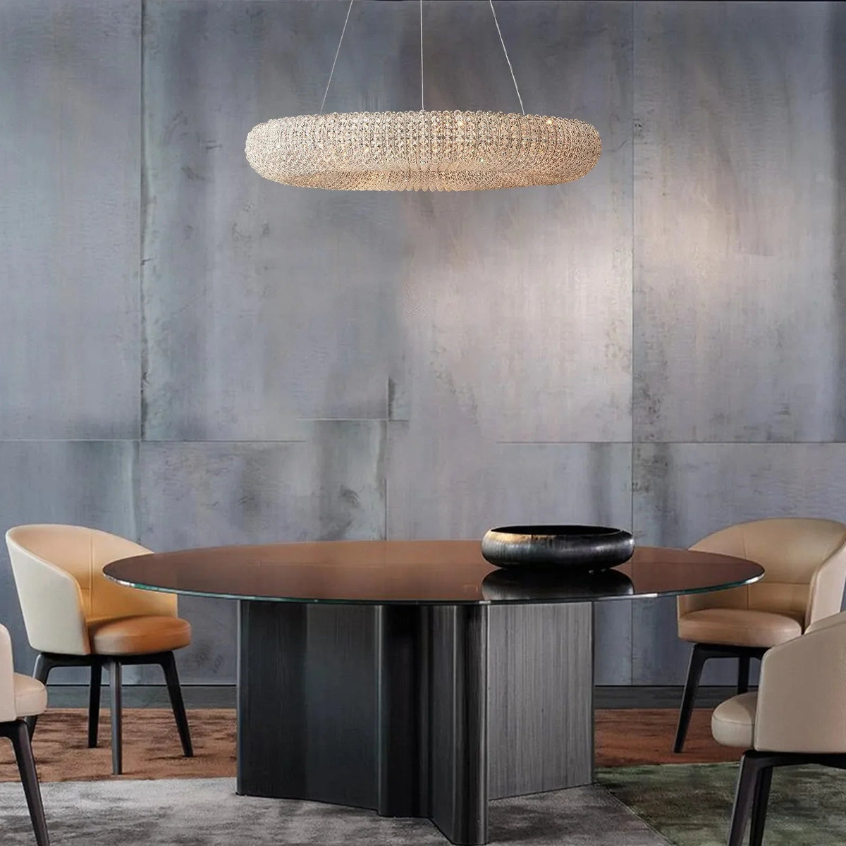 Halo Modern Clear Round Chandelier D59" - Zelno Lighting