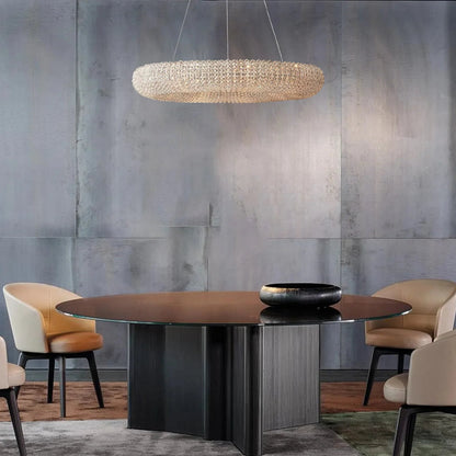 Halo Modern Clear Round Chandelier D59" - Zelno Lighting