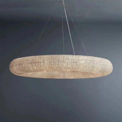 Halo Modern Clear Round Chandelier D59" - Zelno Lighting