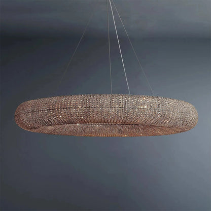 Halo Modern Smoke Round Chandelier D59" - Zelno Lighting