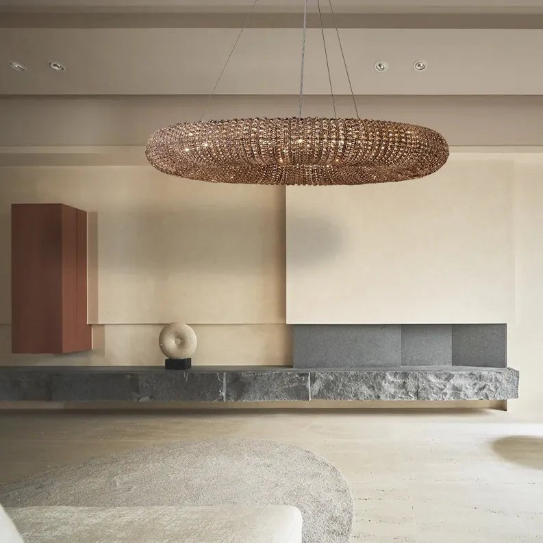 Halo Modern Somke Round Chandelier 32" - Zelno Lighting