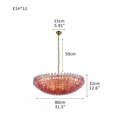 Hand Blown Tier Glass Large Murano Chandelier 24"31"40" - Zelno Lighting