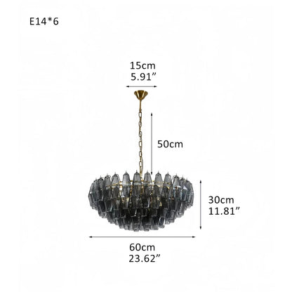Hand Blown Tier Glass Large Murano Chandelier 24"31"40" - Zelno Lighting
