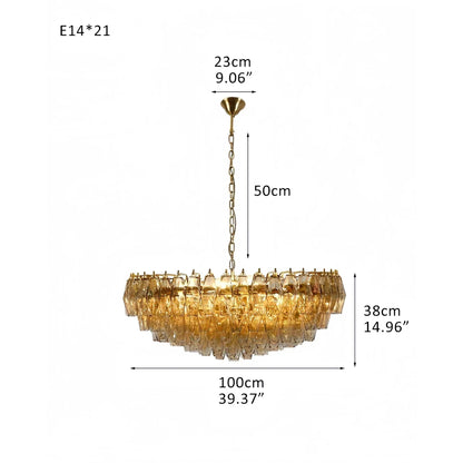 Hand Blown Tier Glass Large Murano Chandelier 24"31"40" - Zelno Lighting