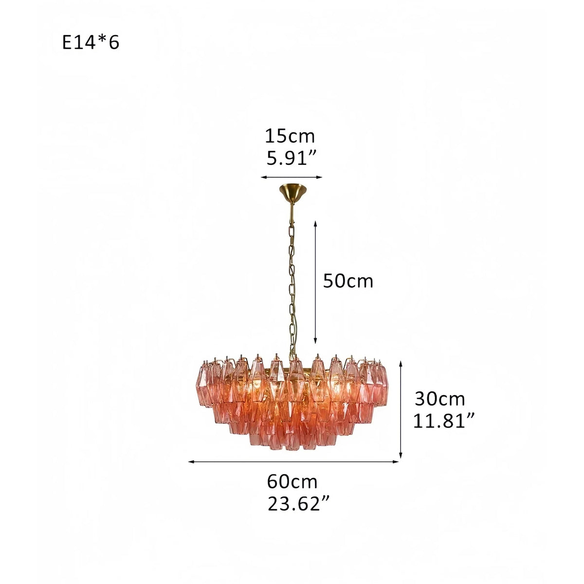 Hand Blown Tier Glass Large Murano Chandelier 24"31"40" - Zelno Lighting