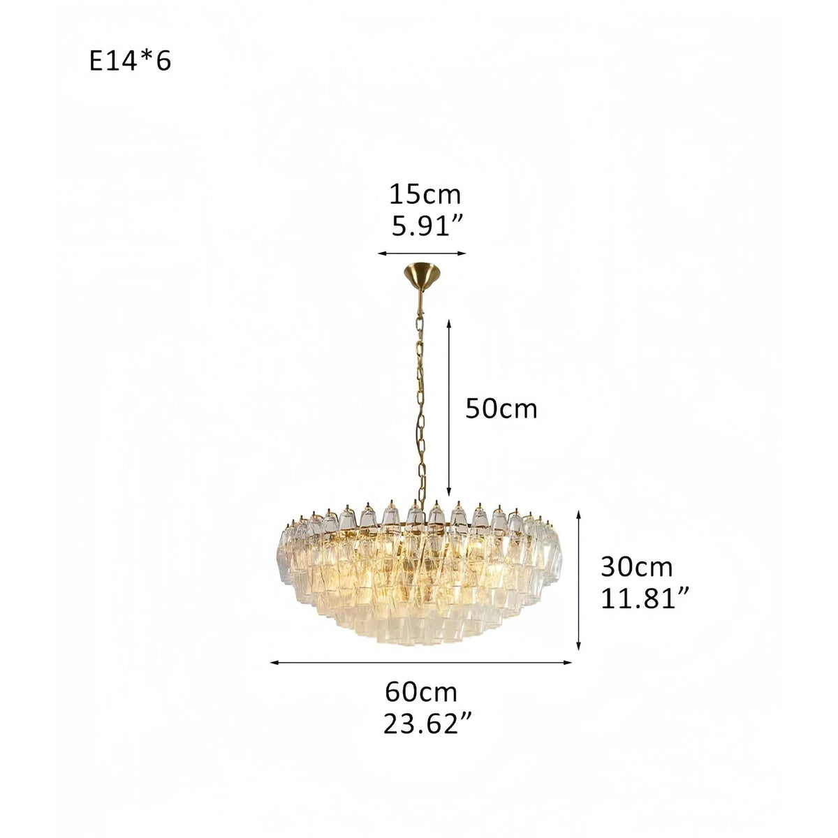 Hand Blown Tier Glass Large Murano Chandelier 24"31"40" - Zelno Lighting