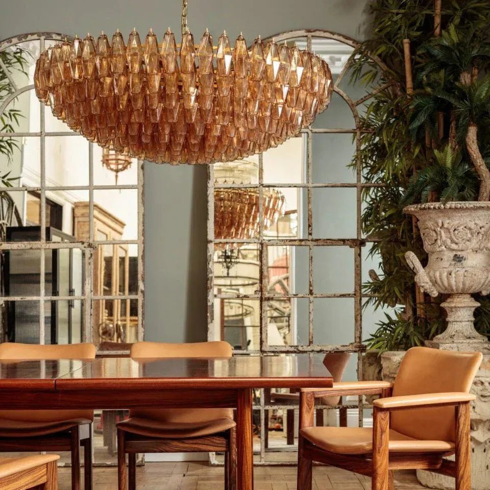 Hand Blown Tier Glass Large Murano Chandelier 24"31"40" - Zelno Lighting