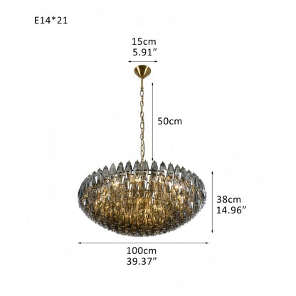 Hand Blown Tier Glass Large Murano Chandelier 24"31"40" - Zelno Lighting
