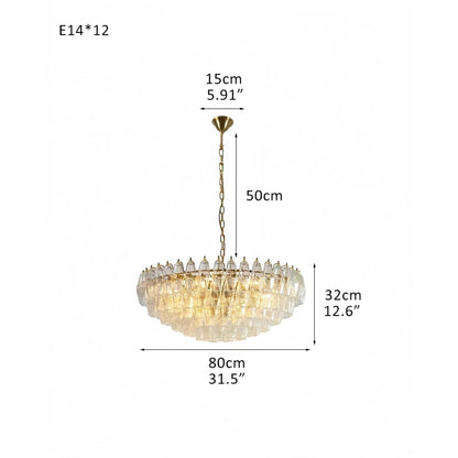Hand Blown Tier Glass Large Murano Chandelier 24"31"40" - Zelno Lighting
