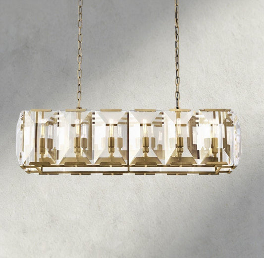 Hartley Crystal Rectangular Chandelier 42", 54", 62", 74" - Zelno Lighting