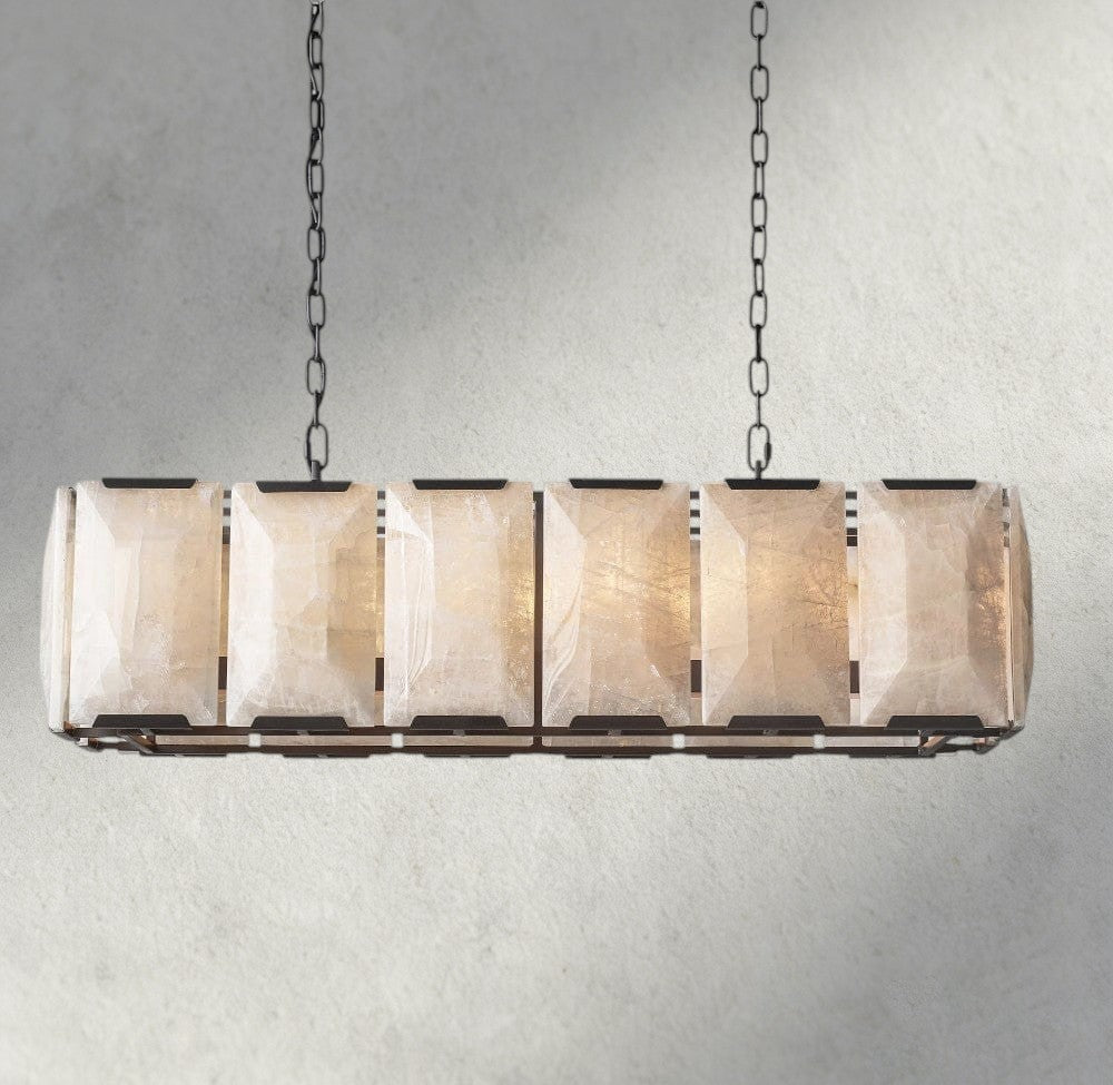 Herlow Calcite Rectangular Chandelier 42", 54", 62", 74" - Zelno Lighting