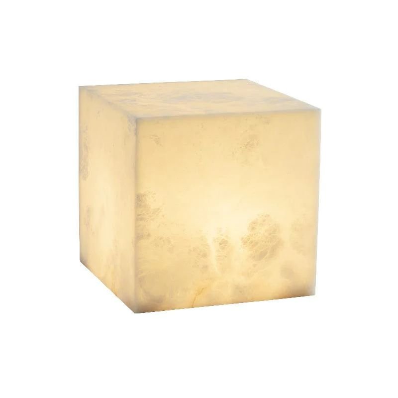 Janet Alabaster Cubic Table Lamp, Bedside Table Lamp - Zelno Lighting