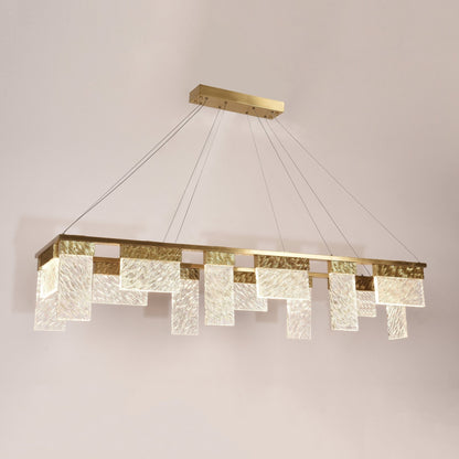Joseph Dining Table LED Rectangle Glass Chandelier - Zelno Lighting