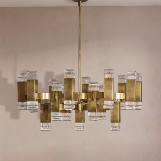 Kennedy Glass Chandelier 32"W - Zelno Lighting