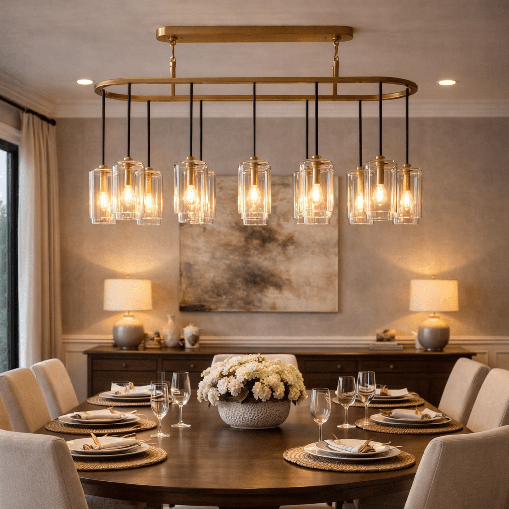 Lcaver Clear Glass Linear Chandelier - Zelno Lighting