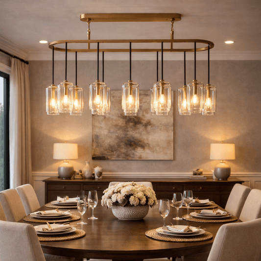 Lcaver Clear Glass Linear Chandelier - Zelno Lighting