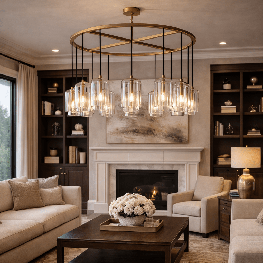 Lcaver Clear Glass Round Chandelier - Zelno Lighting