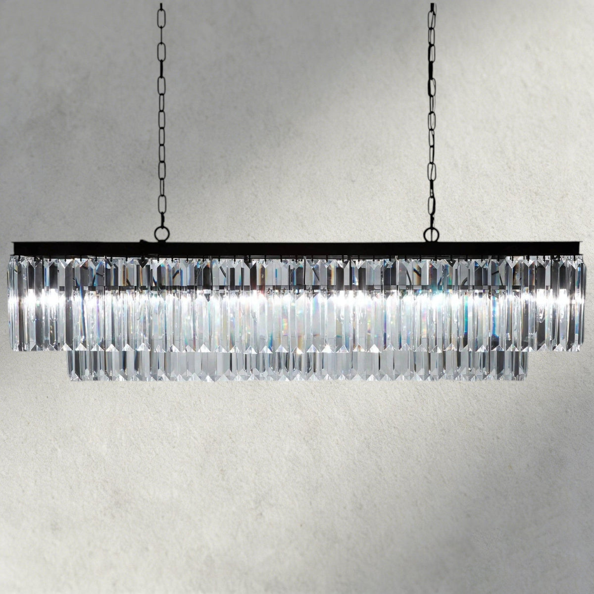 Leyland Tiered Rectangular Chandelier - Zelno Lighting