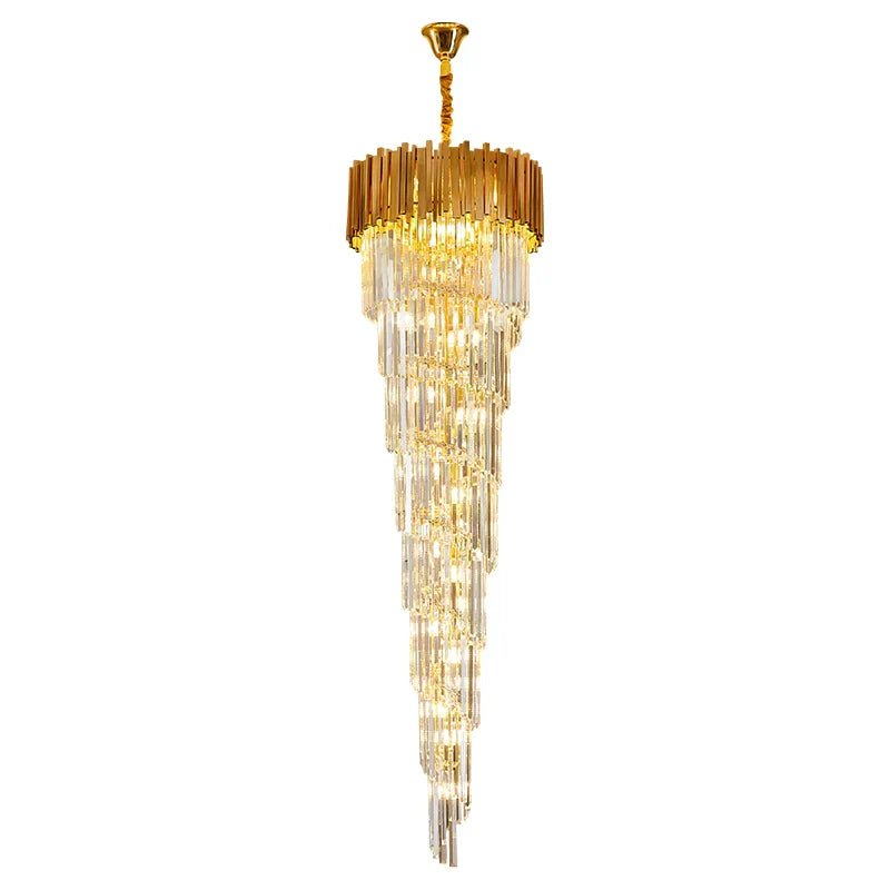 Luxury Gold Spiral Crystal Chandelier for Staircase/Foyer/Entryway - Zelno Lighting