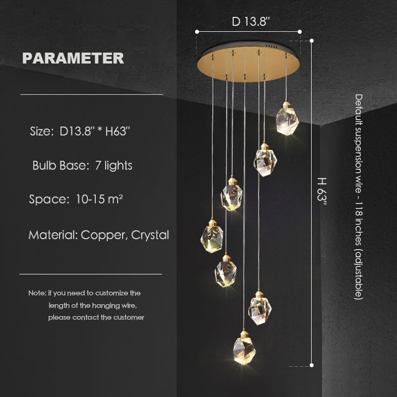 Modern Crystal Chandelier Foyer Living Room Droplight Hall Decoration Lights - Zelno Lighting