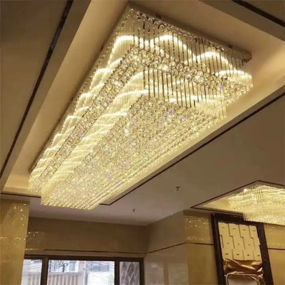 Modern Extra 2/3 Tiered Flush Mount Crystal Chandelier for Large Area - Zelno Lighting